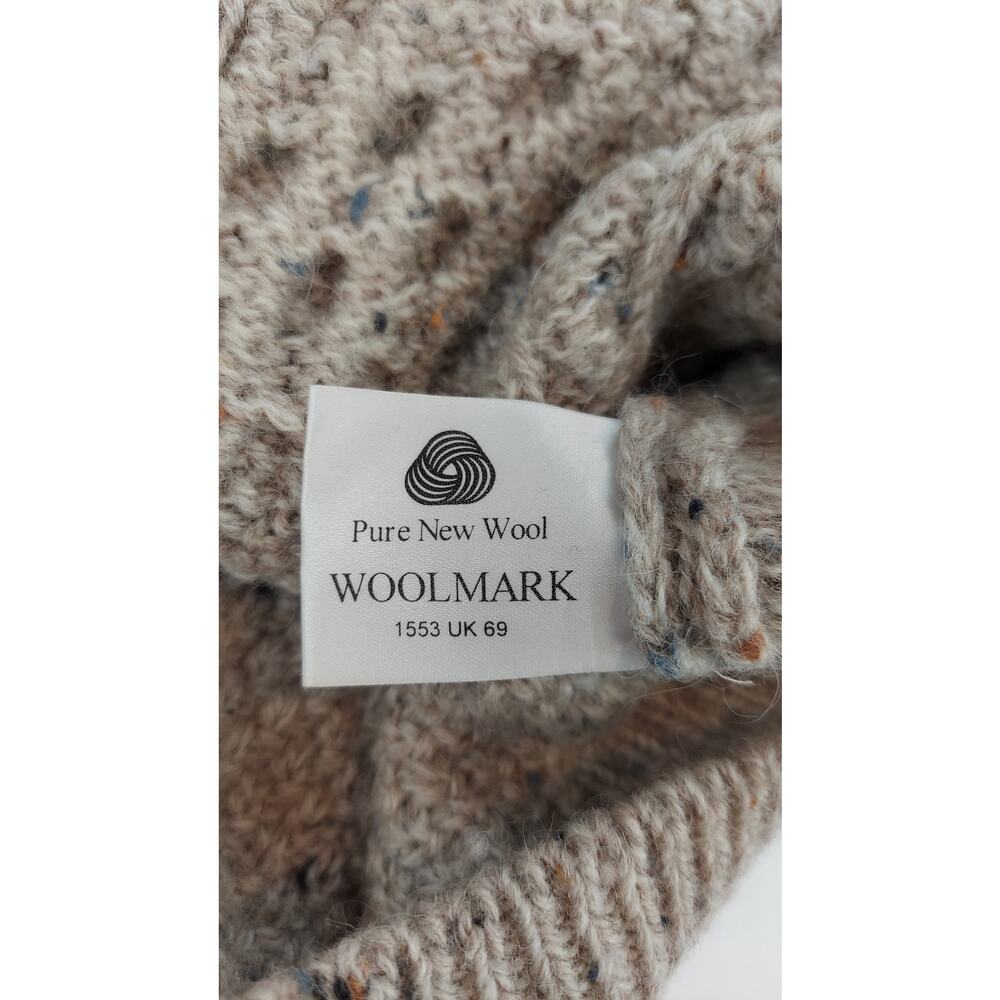 Vintage Highland Home Industries Scotland Wool Fisherman Cardigan Aran Knit M - Picture 6 of 12